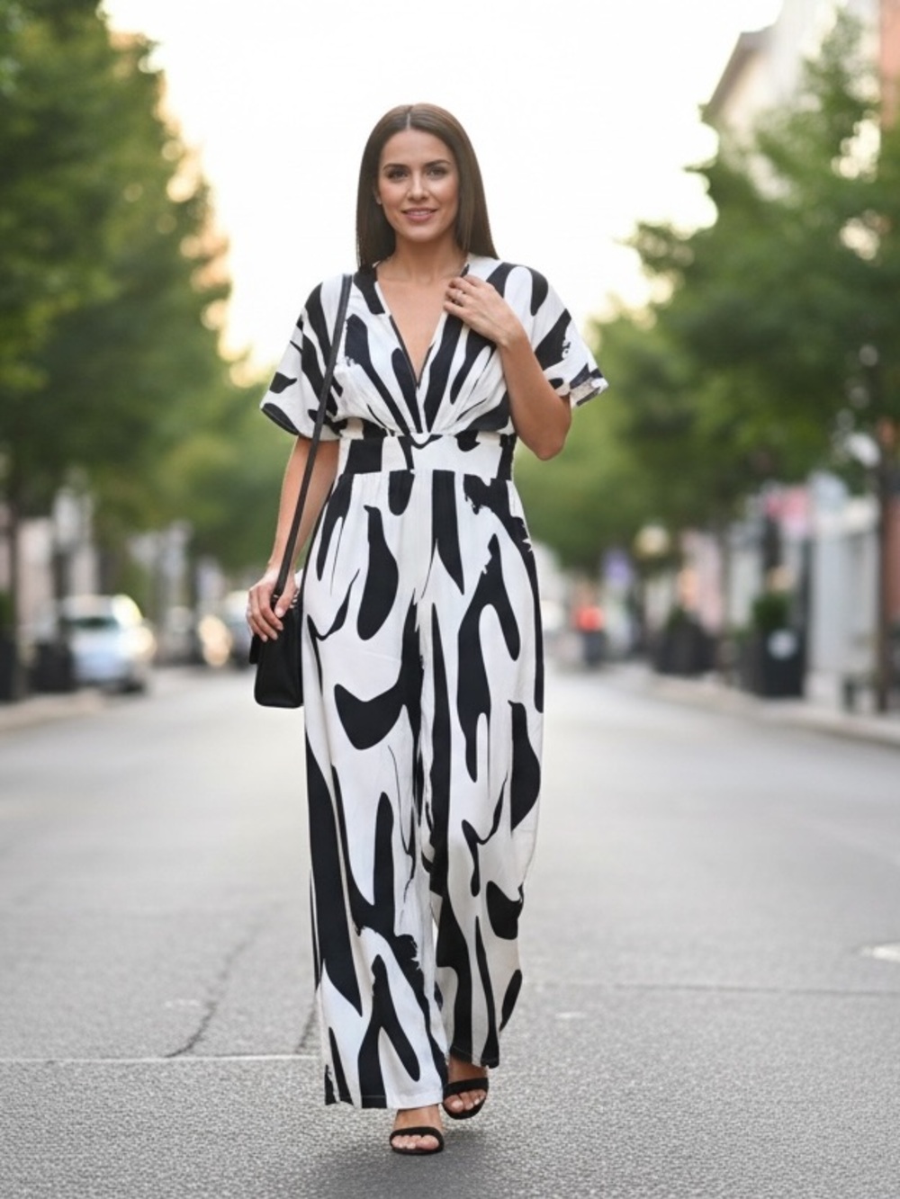 Blue & White Wide-Leg Jumpsuit
